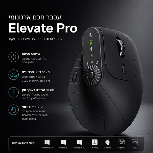 Elevate Pro - עכבר חכם ארגונומי אלחוטי